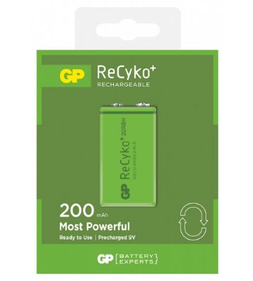 GP Batteries GPRHV208R030 GP ReCyko+ 200mAh 9V Rechargeable Batteries Carded 1